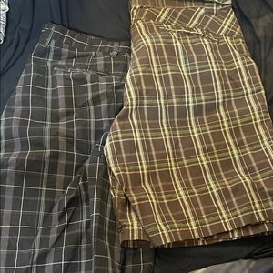 Pair Burnside Men's Cargo Shorts - Black and Brown Plaid